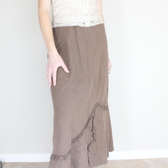 cut loose Skirts Brown Fairy Grunge Linen Maxi Skirt Poshmark